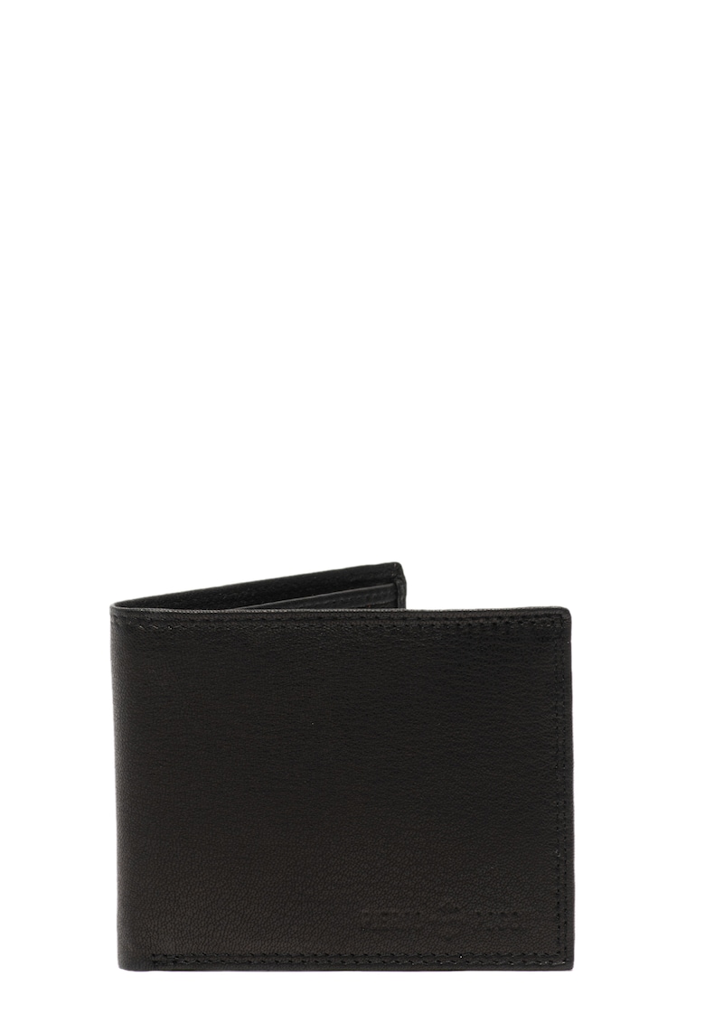 Reducere 79% - Portofel pliabil de piele cu logo stantat - PP1005 - Negru 1 Portofel pliabil de piele cu logo stantat - PP1005 - Negru