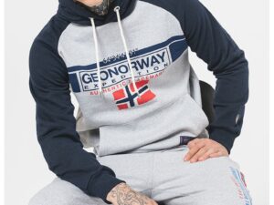 Hanorac cu maneci raglan Gabin - Gri melange/Bleumarin
