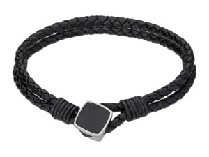 Bratara de piele cu model - Negru