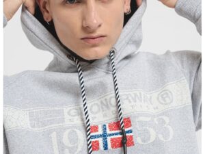 Hanorac din amestec de bumbac cu imprimeu logo Fastlife - Alb/Gri deschis melange