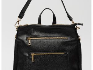Rucsac de piele cu bareta suplimentara - Negru