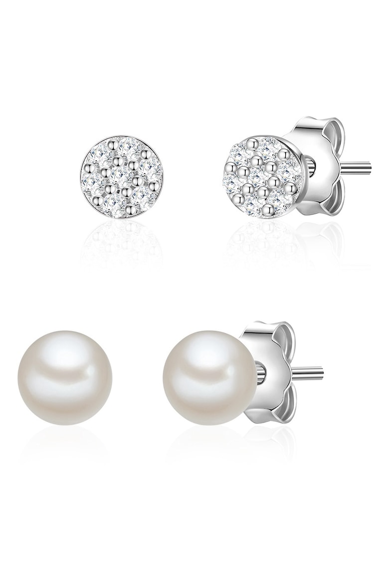 Reducere 87% - Set de cercei cu cristale din zirconia - 2 perechi - Argintiu 1 Set de cercei cu cristale din zirconia - 2 perechi - Argintiu