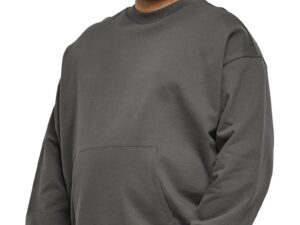 Bluza de trening din bumbac organic cu buzunar kangaroo - Gri inchis