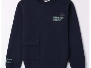 Bluza de trening cu buzunar cu clapa - Bleumarin