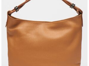 Geanta hobo de piele cu aspect texturat - Caramel