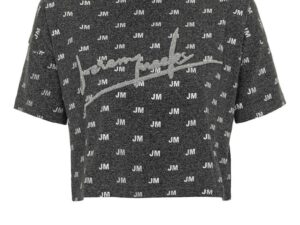 Tricou crop din amestec de bumbac organic - Gri inchis