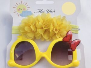 Set bentita si ochelari de soare  Model AL 17422 Little Daisy - Fete - Galben - Galben