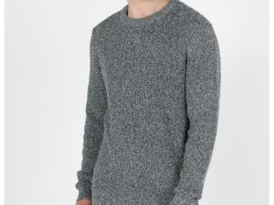 Pulover uni cu decolteu rotund - Verde inchis