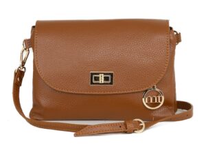 Geanta crossbody dreptunghiulara din piele - Caramel