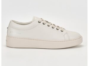 Pantofi sport de piele cu logo - Alb