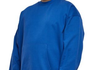Bluza de trening din bumbac organic cu buzunar kangaroo - Albastru royal