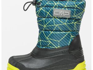 Cizme mid-calf de iarna cu segment matlasat Sneewy - Negru/Verde lime/Bleumarin
