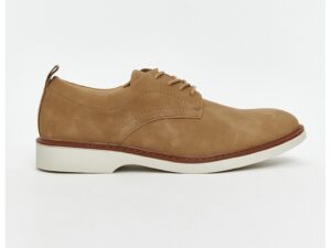 Pantofi derby din piele intoarsa ecologica - Caramel