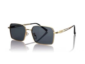 Ochelari de soare patrati cu model unisex - Auriu/Negru