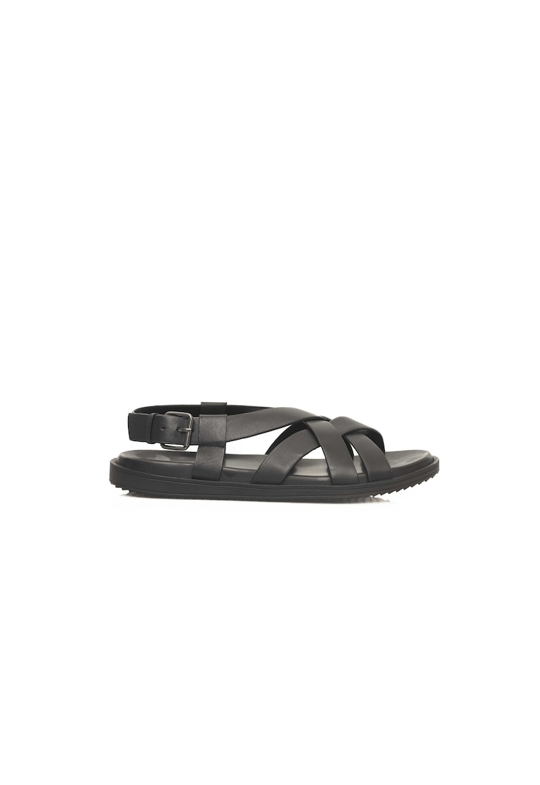 Reducere 65% - Sandale de piele cu barete multiple si catarama - Negru 1 Sandale de piele cu barete multiple si catarama - Negru
