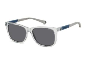Ochelari de soare wayfarer cu lentile polarizate - Gri deschis/Albastru petrol