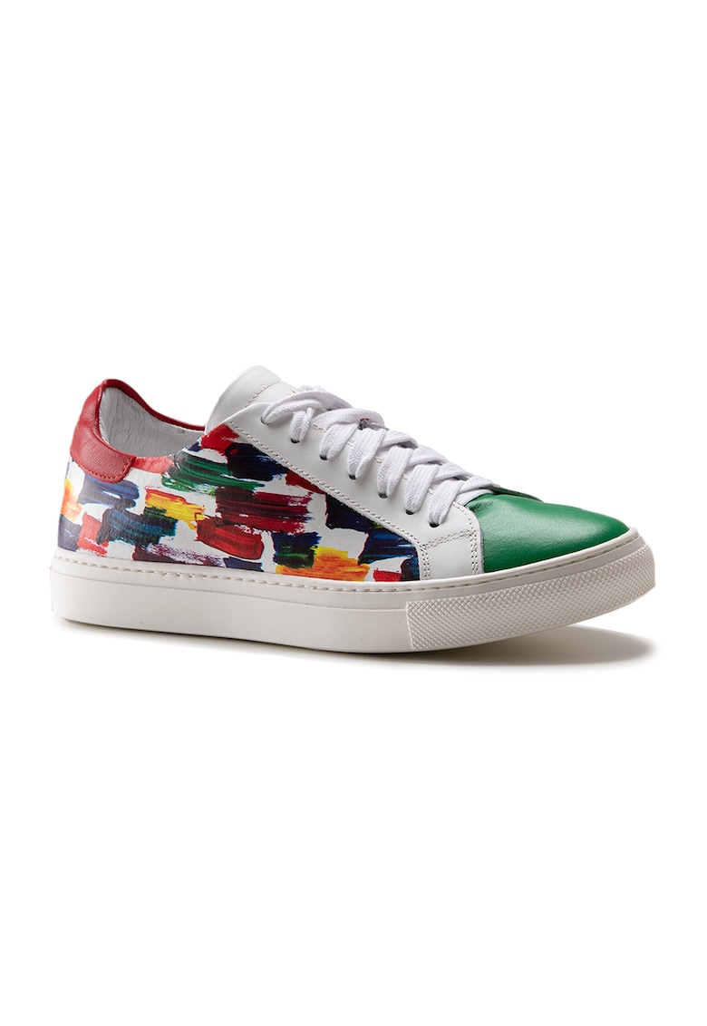 Reducere 85% - Pantofi sport de piele cu detaliu grafic - Rosu/Alb/Verde 1 Pantofi sport de piele cu detaliu grafic - Rosu/Alb/Verde