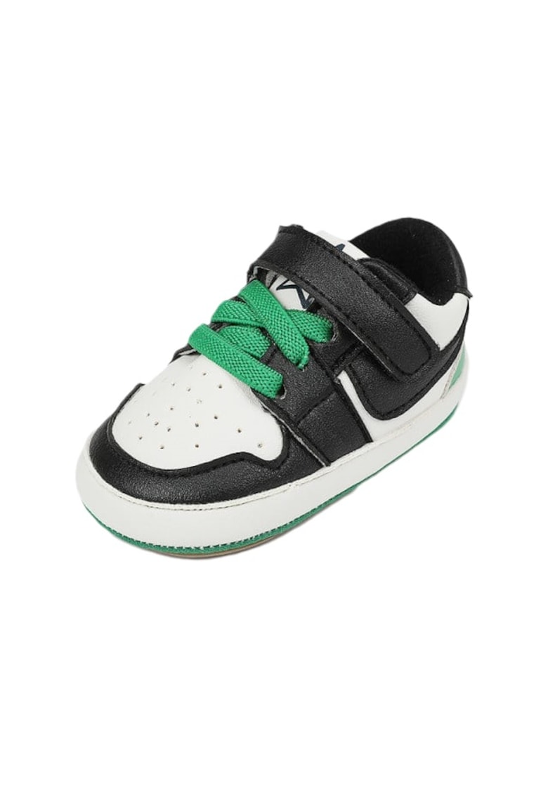 Reducere 60% - Pantofi Sport Model Smart - Piele ecologica - Baieti - Siret - Velcro - Alb/Verde/Negru 1 Pantofi Sport Model Smart - Piele ecologica - Baieti - Siret - Velcro - Alb/Verde/Negru