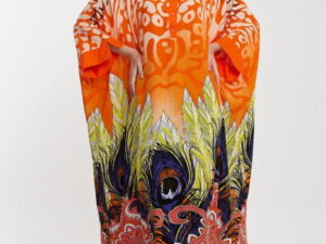 Rochie camasa oversize cu imprimeu paun
