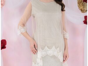 Rochie de ocazie din lurex cu pelerina din tulle si broderie ivory