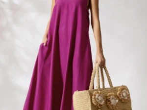Rochie eleganta de zi mov din vascoza