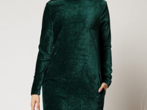 Rochie DY Fashion verde dreapta din catifea velurata