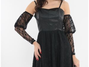 Rochie eleganta clos din dantela neagra si matase peliculizata