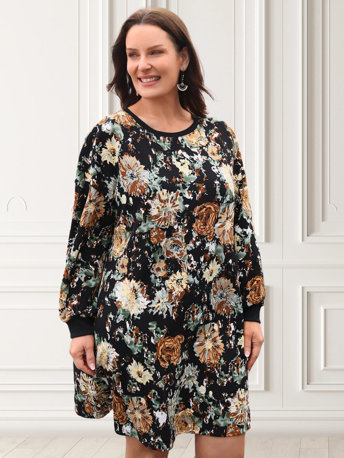 Reducere 67% - Rochie marime mare neagra cu imp... 1 Rochie marime mare neagra cu imp...