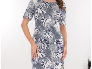 Rochie midi alba cu print floral violet