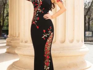 Rochie sirena de seara Anelisse eleganta cu trandafiri brodati
