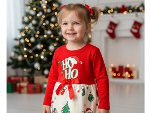 Rochita Ho Ho Santa rosu-alb-verde