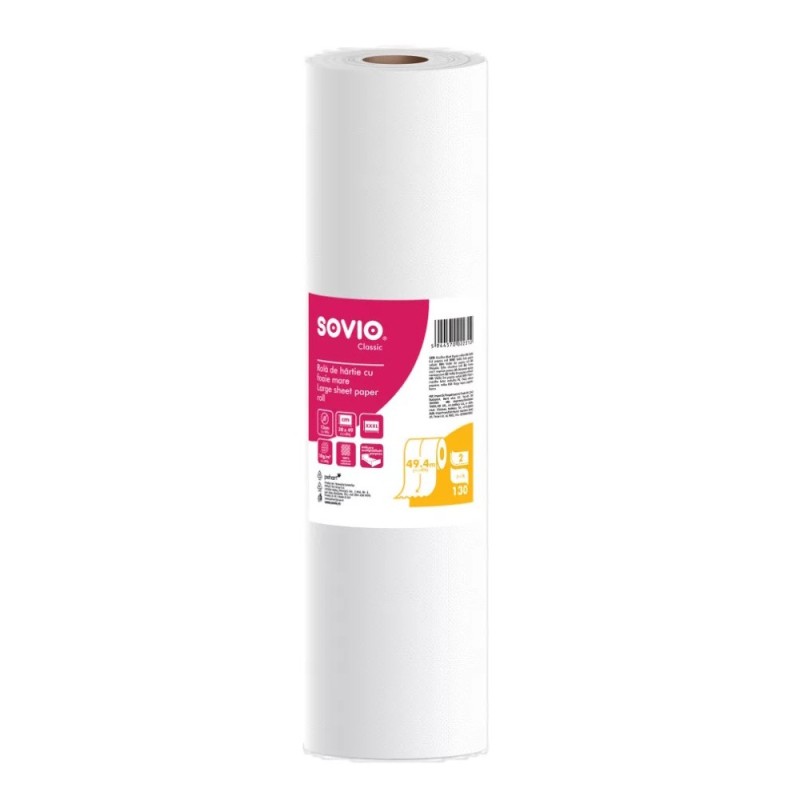 Reducere 14% - Rola Cearceaf Hartie pentru Pat, 50 m, 2 Straturi, 50 cm x 50 m, 130 Foi, Sovio 1 Rola Cearceaf Hartie pentru Pat