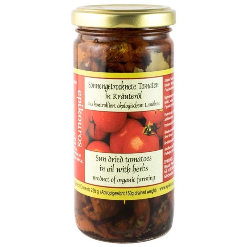 Reducere 14% - Rosii Uscate in Ulei Bio, Epikouros, 235 g 1 Rosii Uscate in Ulei Bio