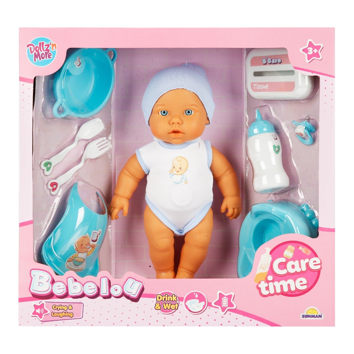 Reducere 20% - Papusa bebelus, Bebelou, Dollz n More, Ai grija de mine, 32 cm, Albastru 1 Papusa bebelus
