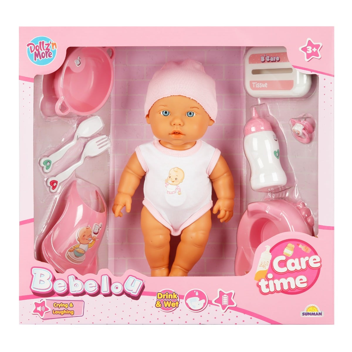 Reducere 20% - Papusa bebelus, Bebelou, Dollz n More, Ai grija de mine, 32 cm, Roz 1 Papusa bebelus