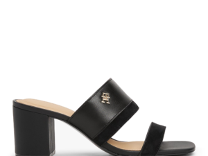 Saboți cu toc femei Tommy Hilfiger negri din piele 3419DST8530N