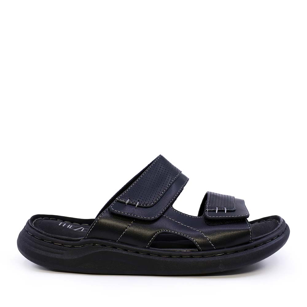 Reducere 40% - Saboți cu barete reglabile bărbați Thezeus negri din piele 2349BST24039N 1 Saboți cu barete reglabile bărbați Thezeus negri din piele 2349BST24039N