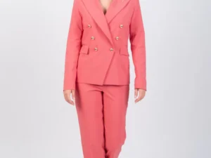 Sacou cambrat elegant corai cu buzunare laterale
