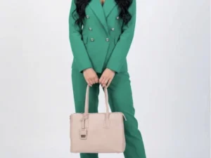Sacou elegant verde accesoriza cu nasturi aurii si buzunare laterale