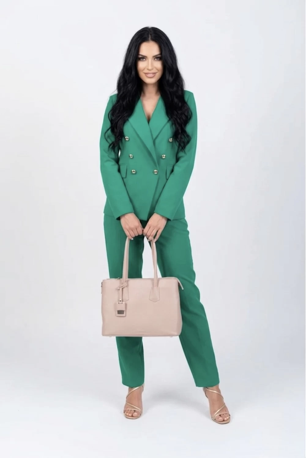 Reducere 5% - Sacou elegant verde accesoriza cu nasturi aurii si buzunare laterale 1 Sacou elegant verde accesoriza cu nasturi aurii si buzunare laterale