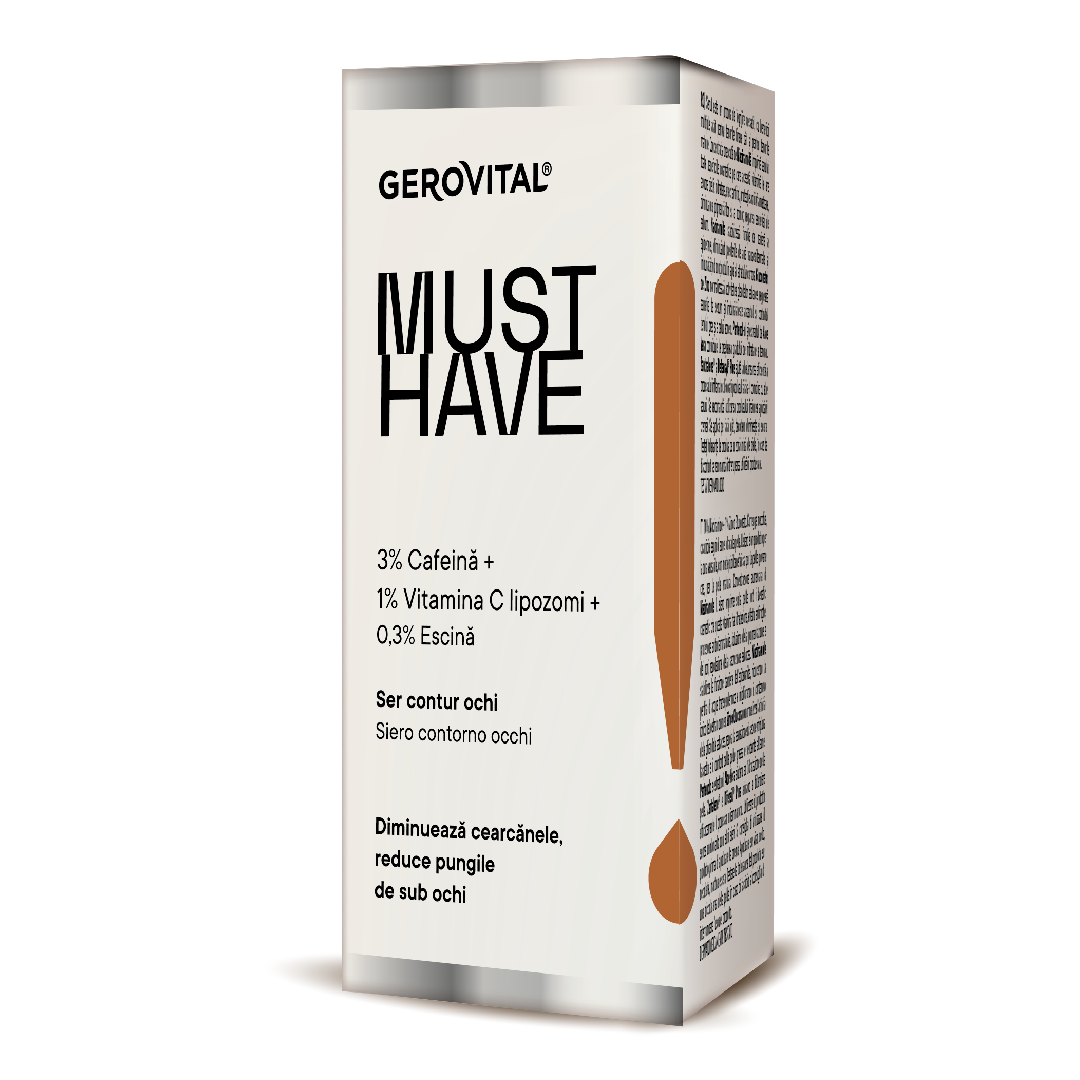 Reducere 25% - Ser contur de ochi 3% Cafeina Must Have, 30 ml, Gerovital 1 Ser contur de ochi 3% Cafeina Must Have