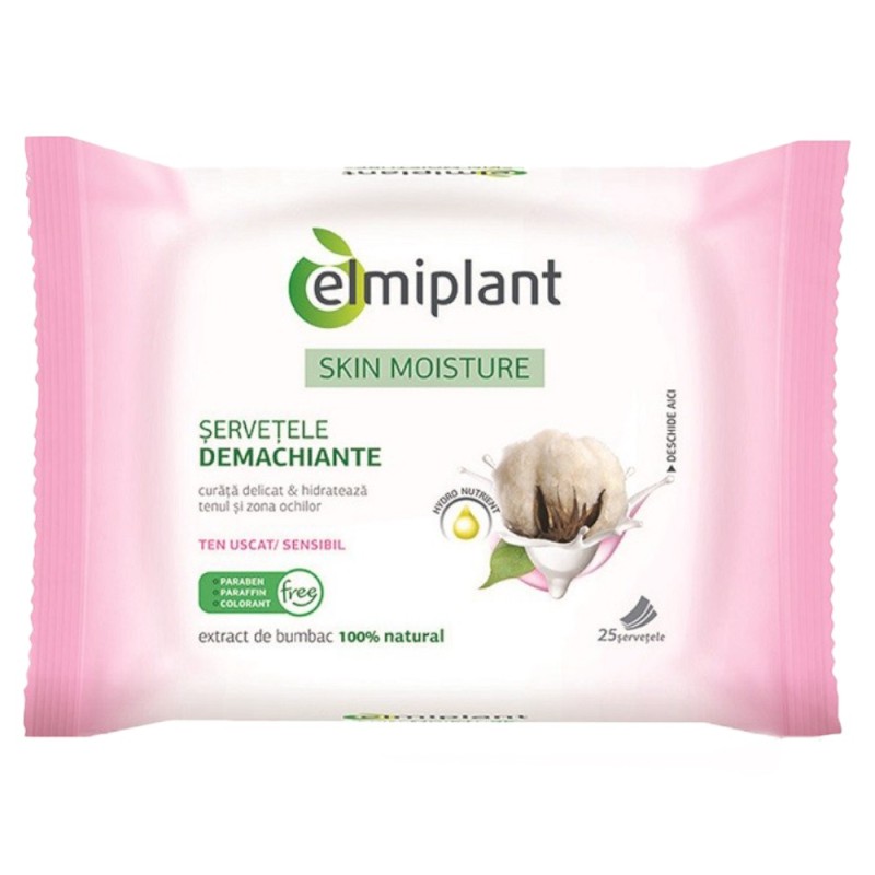 Reducere 14% - Servetele Demachiante Elmiplant, pentru Ten Uscat Sensibil, 25 Bucati 1 Servetele Demachiante Elmiplant