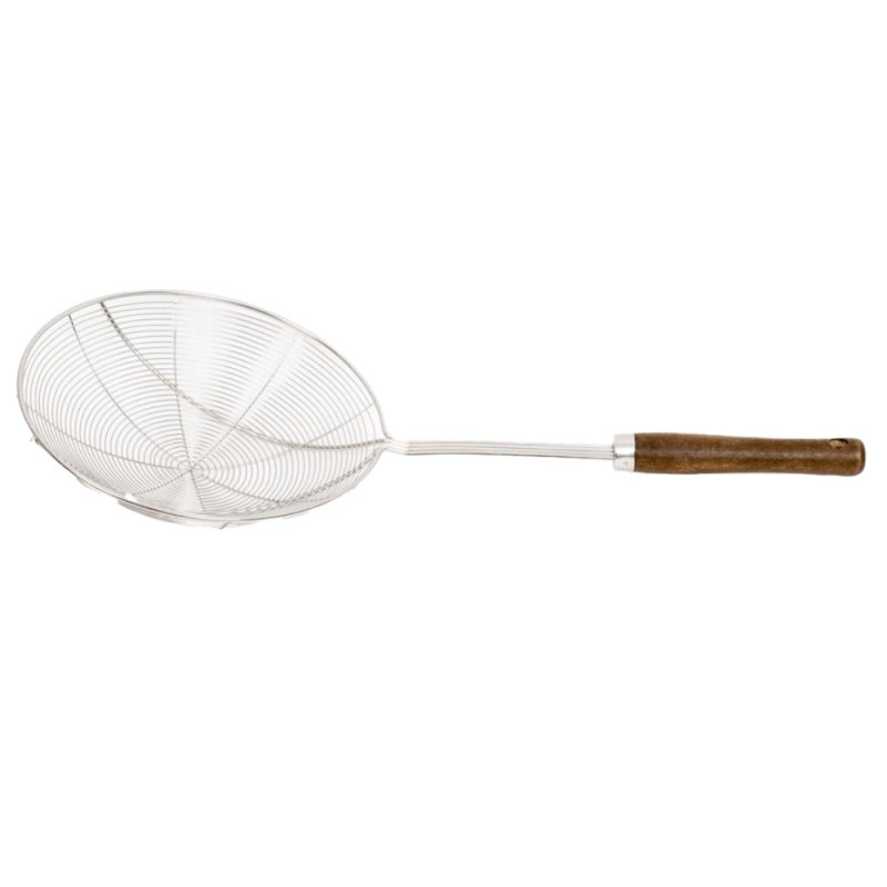 Reducere 19% - Set 2 x Paleta Tip Strecuratoare, Inox, Diametru 20 cm, Maner de Lemn 1 Set 2 x Paleta Tip Strecuratoare