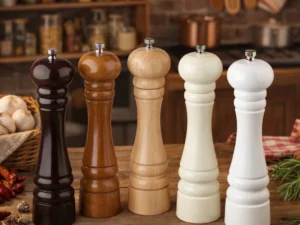 Set 5 rasnite din lemn pentru sare si piper