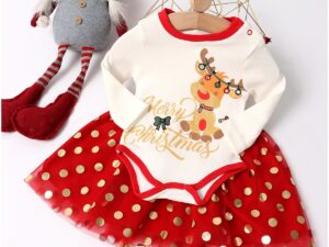 Set Body + Fustita Merry Christmas alb
