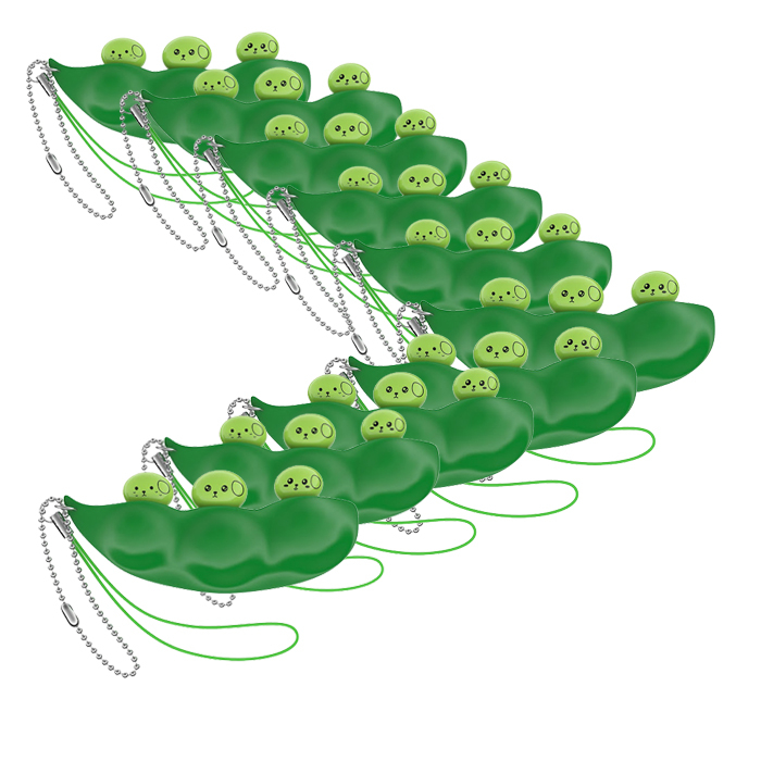 Reducere 48% - Set zece jucarii antistres DEPOX , pastaie de mazare, tip breloc, 6.5 cm, verde 1 Set zece jucarii antistres DEPOX