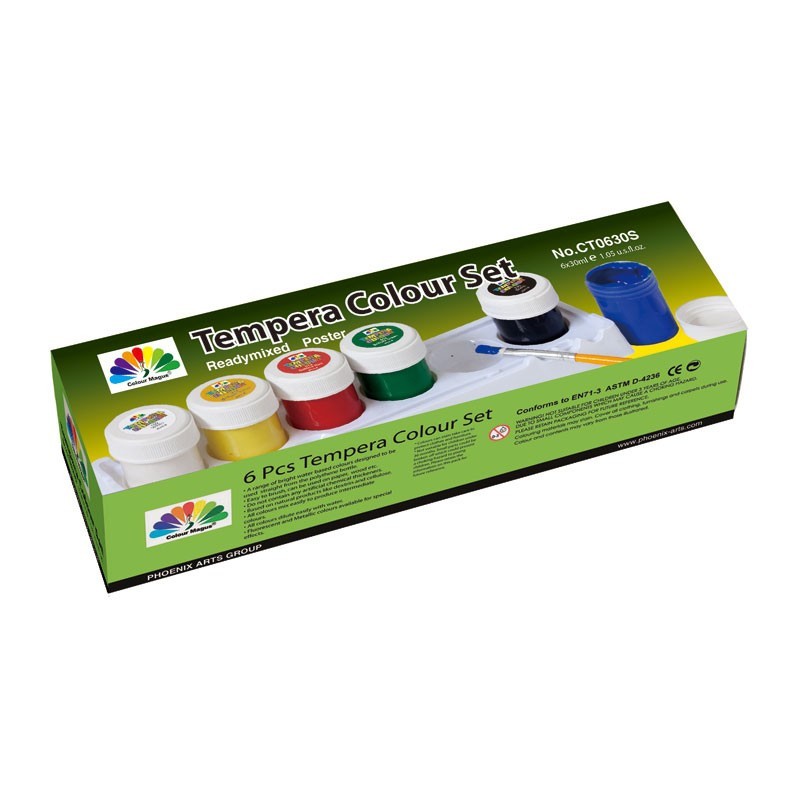 Reducere 20% - Set Culori Tempera Phoenix, 6 Culori x 30 ml 1 Set Culori Tempera Phoenix