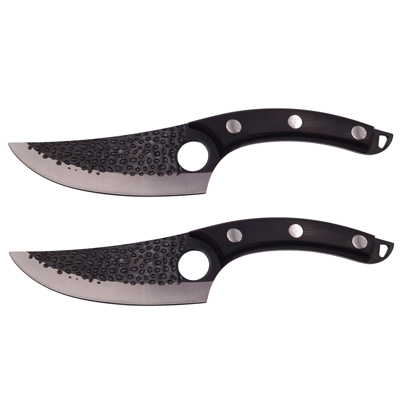 Reducere 50% - Set doua cutite macelarie DEPOX , lucrate manual, Huang Cook, 27.5 cm, negru, teaca piele 1 Set doua cutite macelarie DEPOX