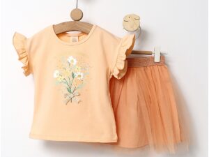Set Fustita+Bluzita Flowers corai
