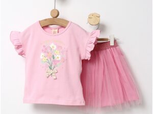 Set Fustita+Bluzita Flowers roz